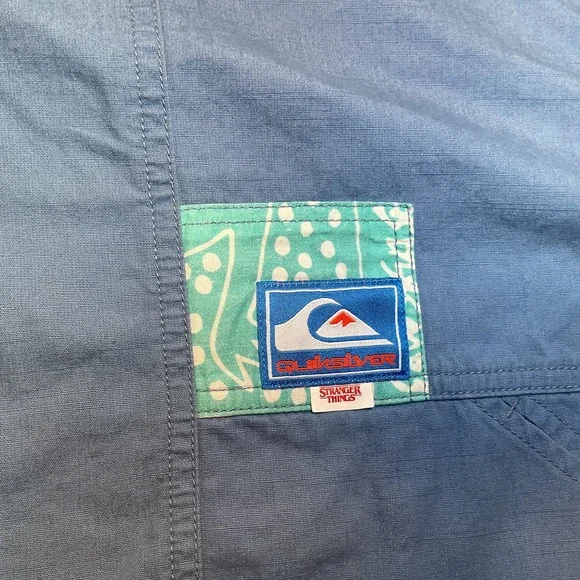 Quicksilver x Stranger Things Jacket Mens Medium Blue Surfer Patchwork Full Zip - Picture 4 of 10